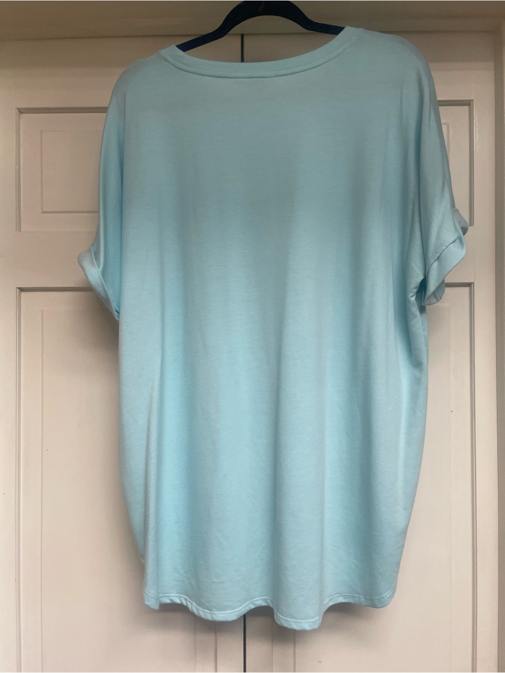 Light Blue Women's Relaxed Crewneck Top-XXL - Picture 4 of 6